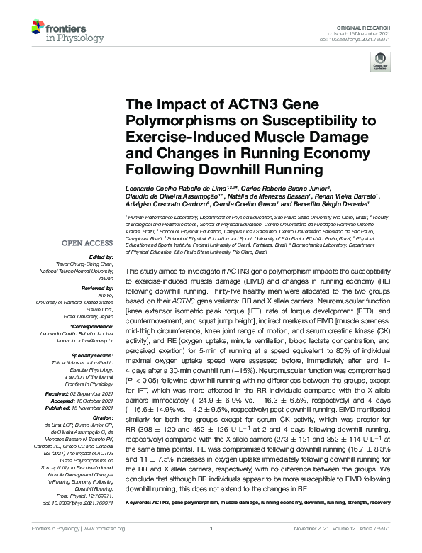 (PDF) The Impact of ACTN3 Gene Polymorphisms on Susceptibility to ...