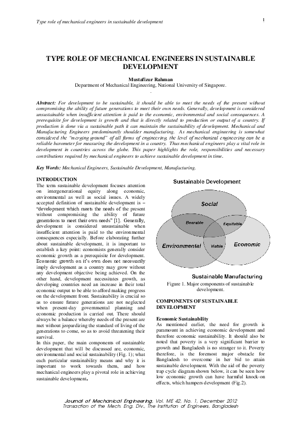 (PDF) Type Role of Mechanical Engineers in Sustainable Development