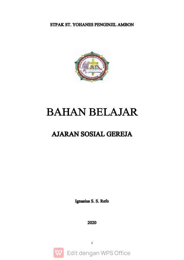 (PDF) BAHAN BACAAN AJARAN SOSIAL GEREJA Ignasius S S Refo Academia.edu