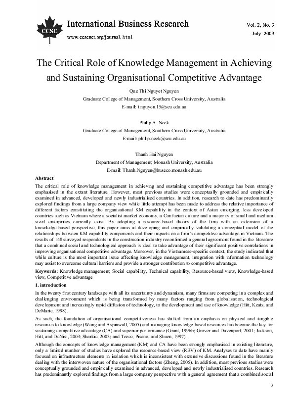 (PDF) The Critical Role of Knowledge Management in Achieving and ...