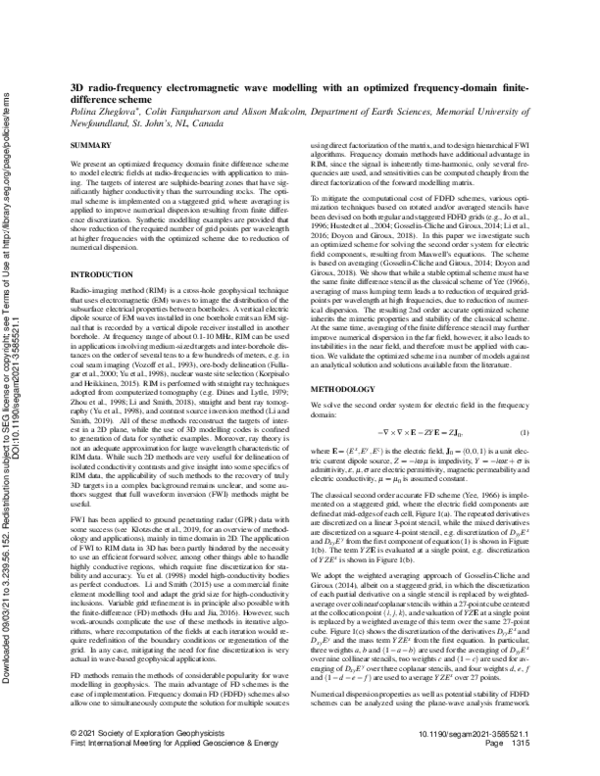 (PDF) 3D radio-frequency electromagnetic wave modelling with an ...