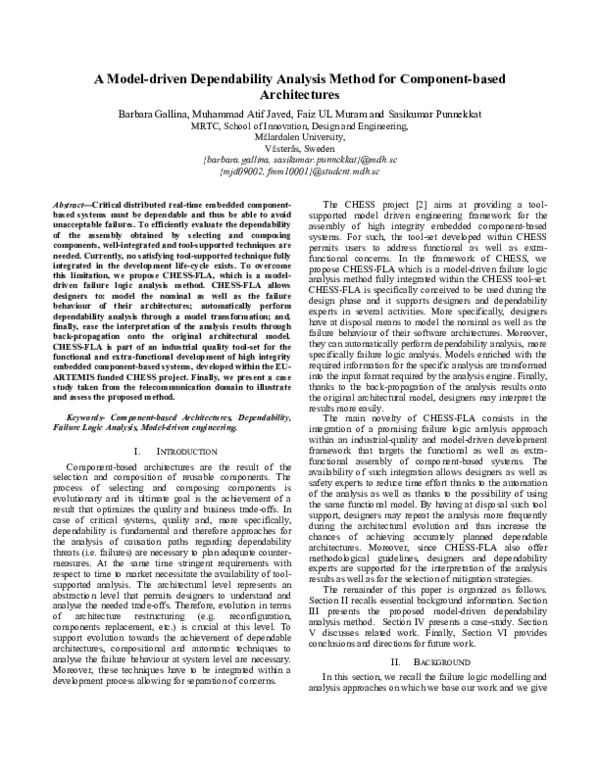 (PDF) A Model-Driven Dependability Analysis Method for Component-Based ...