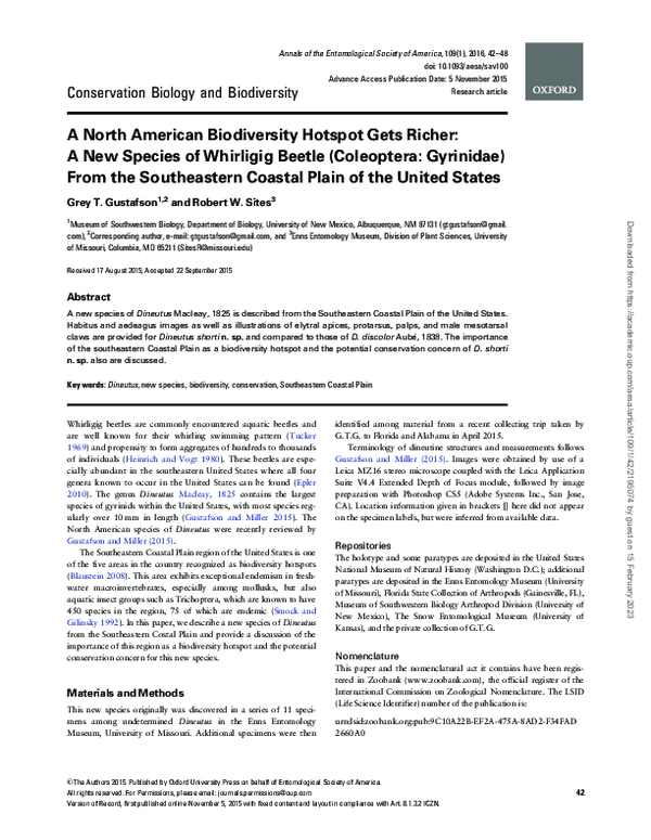 (PDF) A North American Biodiversity Hotspot Gets Richer: A New Species ...