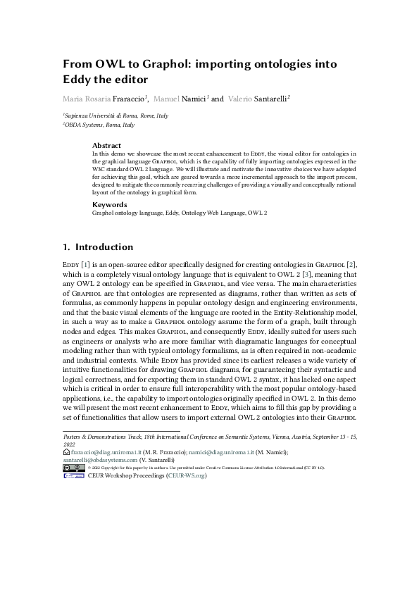 (PDF) From OWL to Graphol: Importing Ontologies into Eddy the Editor