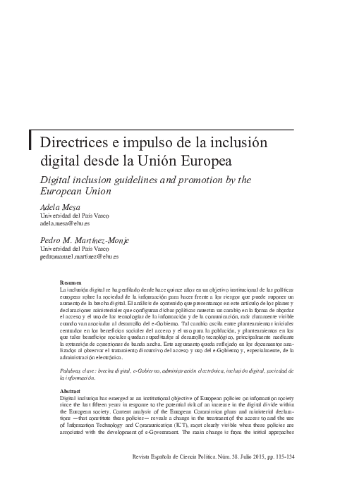 (PDF) Digital inclusion guidelines and promotion by the European Union
