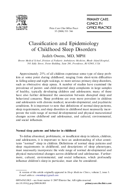 (PDF) Childhood Sleep Disorders