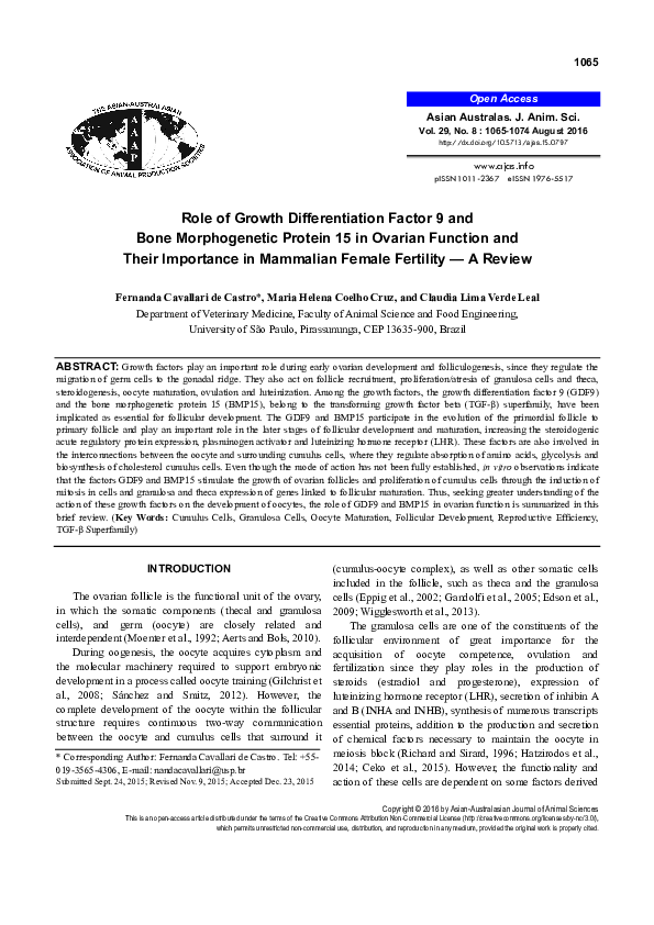 (PDF) Role of Growth Differentiation Factor 9 and Bone Morphogenetic ...