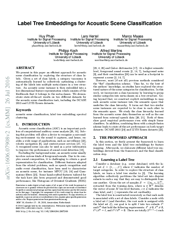 (PDF) Label Tree Embeddings for Acoustic Scene Classification