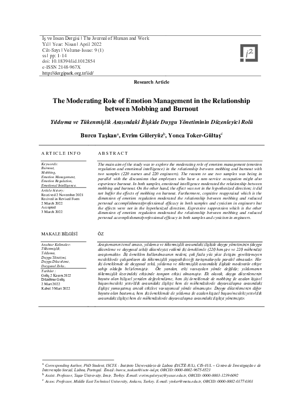 (PDF) The Moderating Role of Emotion Management in the Relationship ...