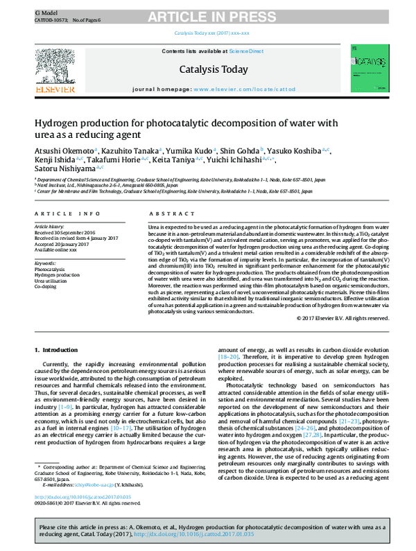 (PDF) Hydrogen production for photocatalytic decomposition of water ...