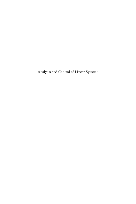 PDF) Analysis and control of linear systems