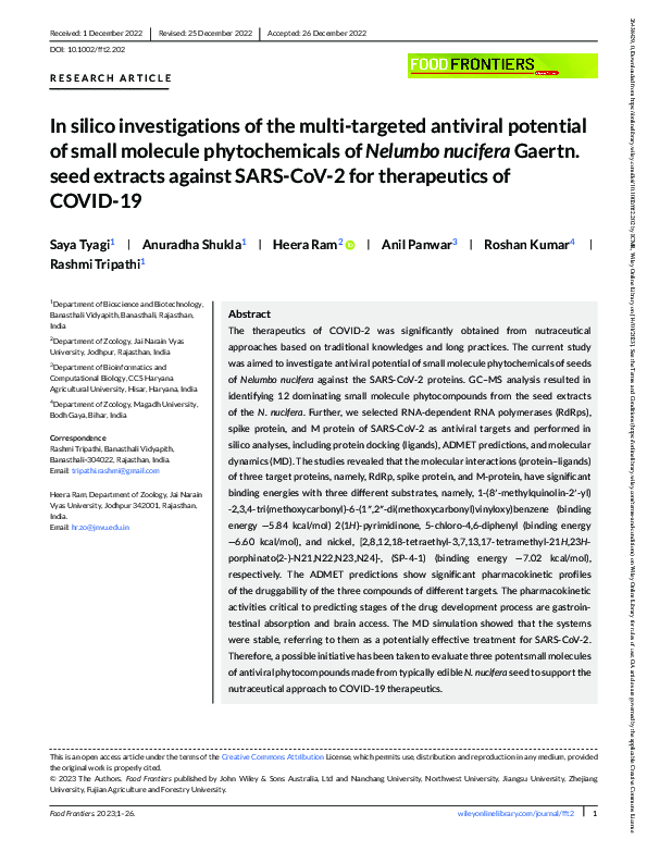 (PDF) In silico investigations of the multi-targeted antiviral ...