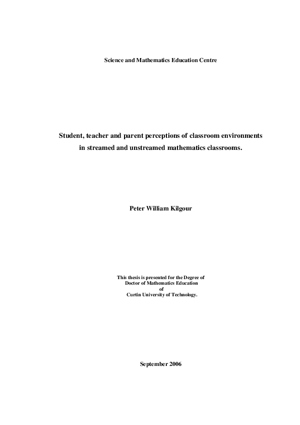 (PDF) Student, teacher and parent perceptions of classroom environments ...