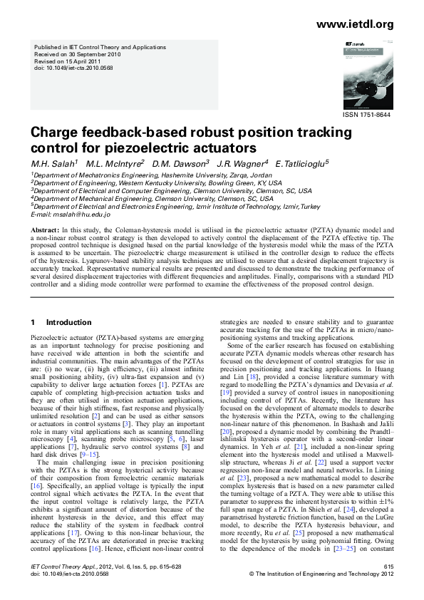 (PDF) Charge feedback-based robust position tracking control for ...