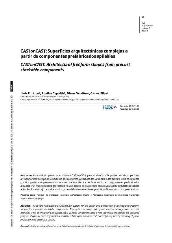 (PDF) CASTonCAST: Architectural freeform shapes from precast stackable ...