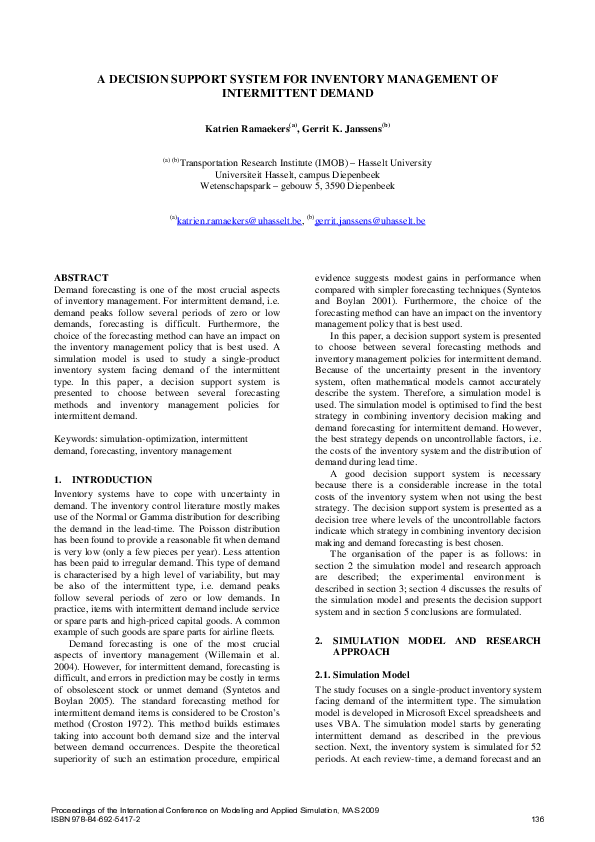 (PDF) A decision support system for inventory management of ...