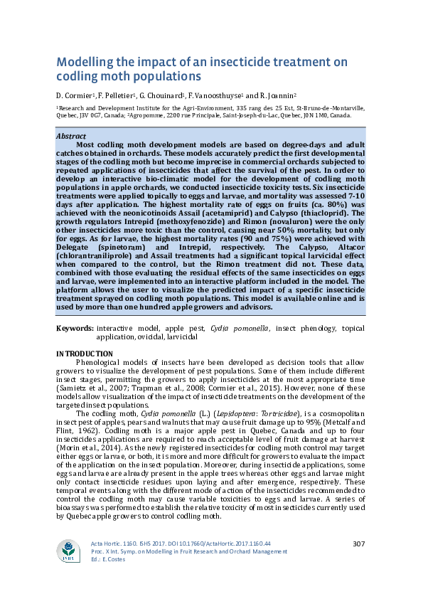(PDF) Modelling the impact of an insecticide treatment on codling moth ...