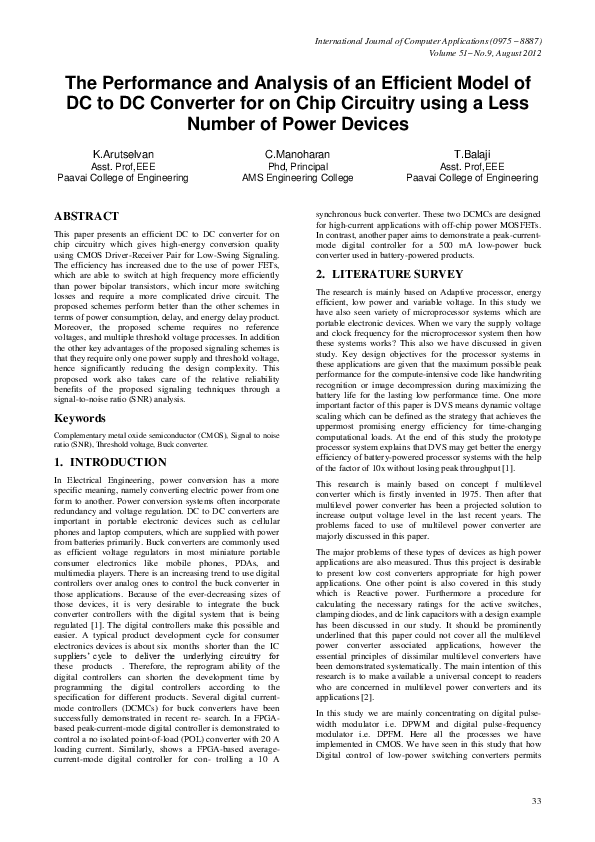 (PDF) The Performance and Analysis of an Efficient Model of DC to DC ...
