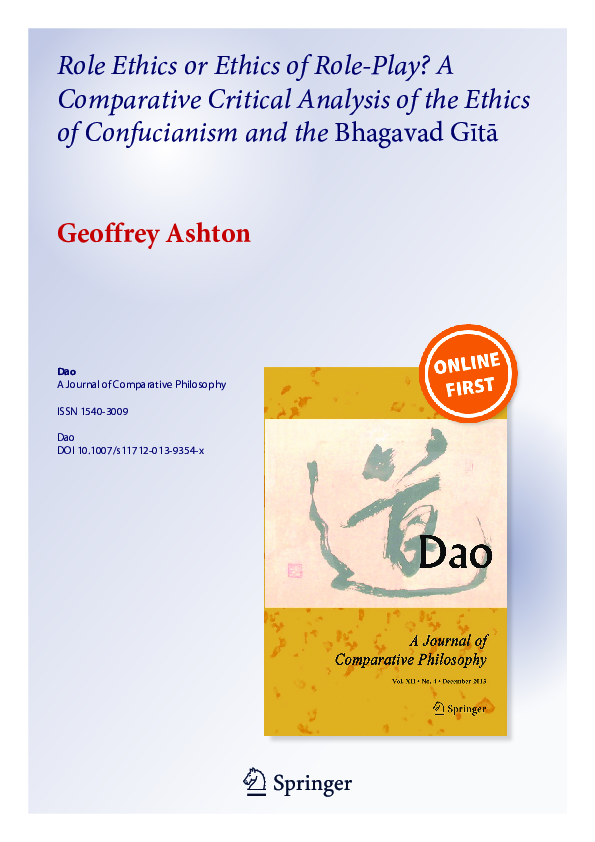 (PDF) Role Ethics or Ethics of Role Play A Comparative Critical ...