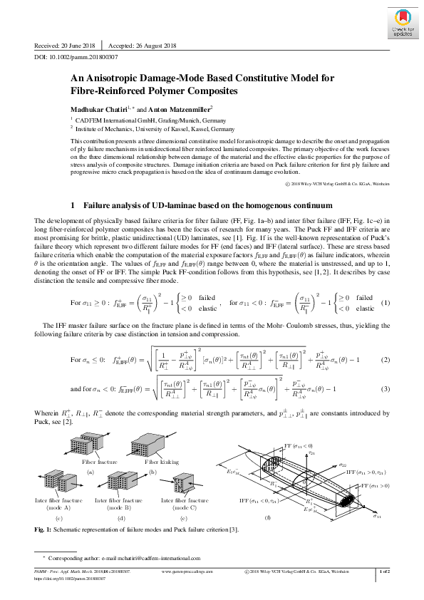 (PDF) An Anisotropic Damage-Mode Based Constitutive Model for Fibre ...