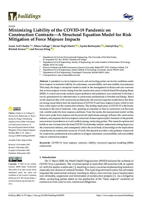 (PDF) Minimizing Liability of the COVID-19 Pandemic on Construction ...