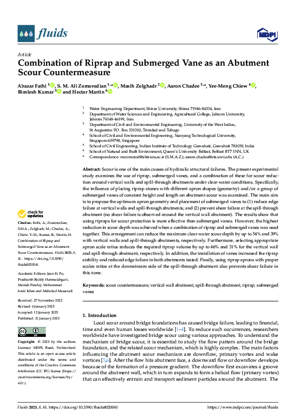 (PDF) Combination of Riprap and Submerged Vane as an Abutment Scour ...