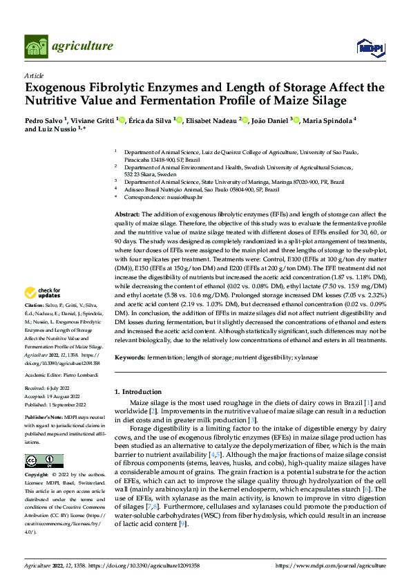 (PDF) Exogenous Fibrolytic Enzymes and Length of Storage Affect the ...