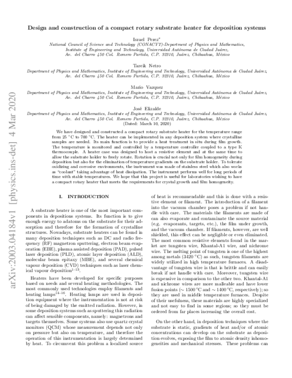 (PDF) Design and construction of a compact rotary substrate heater for ...