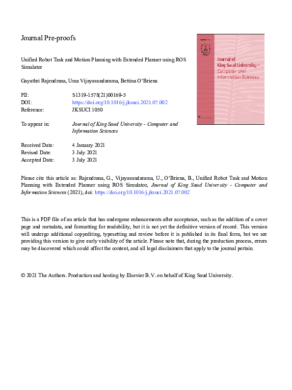 (PDF) Unified robot task and motion planning with extended planner ...