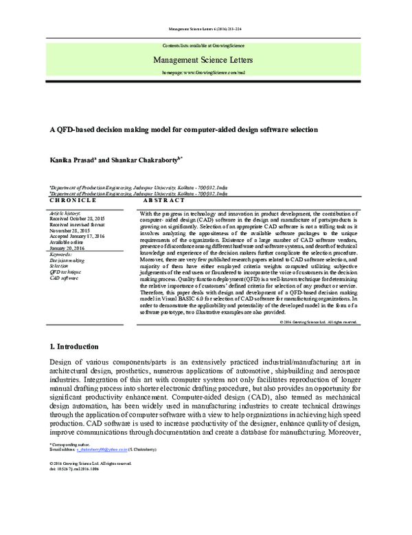 (PDF) A QFD-based decision making model for computer-aided design ...