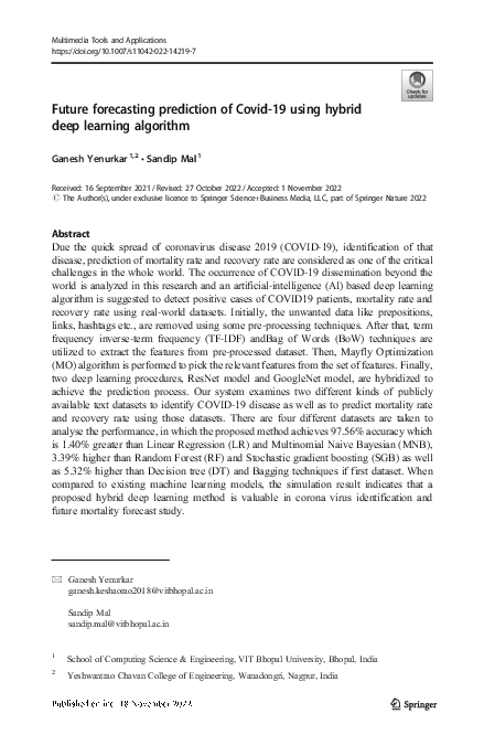 (PDF) Future forecasting prediction of Covid-19 using hybrid deep ...