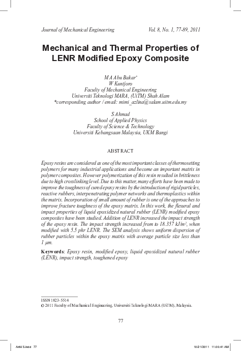 (PDF) Mechanical and thermal properties of LENR modified epoxy composite