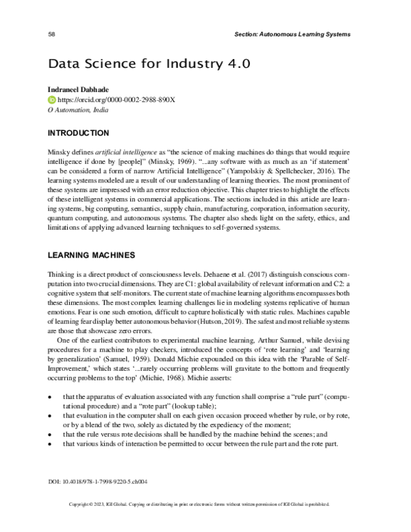 Pdf Data Science For Industry 4 0