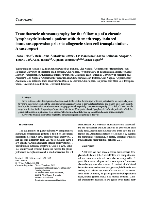 (PDF) Transthoracic ultrasonography for the follow-up of a chronic ...