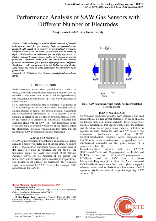(PDF) Performance Analysis of SAW Gas Sensors with Different Number of ...