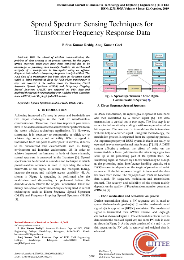 (PDF) Spread Spectrum Sensing Techniques for Transformer Frequency ...