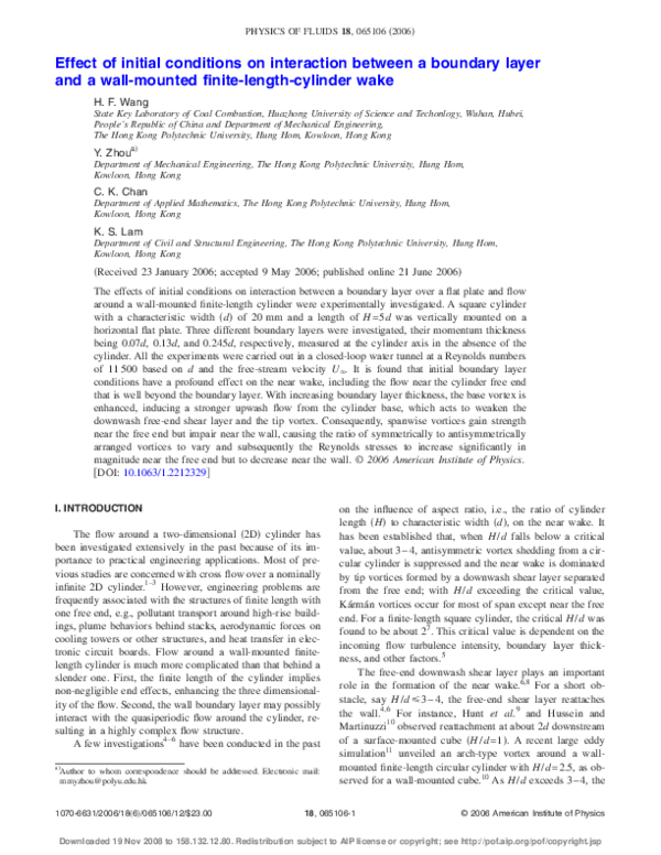 (PDF) Effect of initial conditions on interaction between a boundary ...