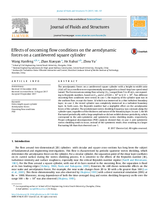 (PDF) Effects of oncoming flow conditions on the aerodynamic forces on ...