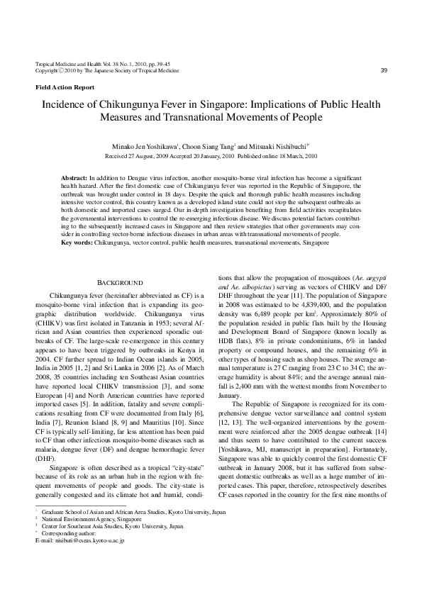 (PDF) Incidence of Chikungunya Fever in Singapore: Implications of ...