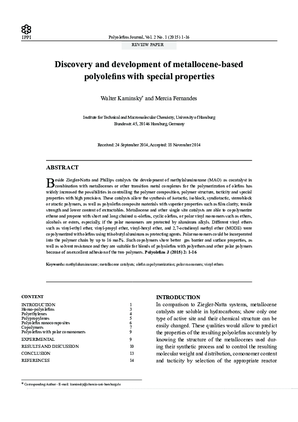 (PDF) Discovery and development of metallocene-based polyolefins with ...