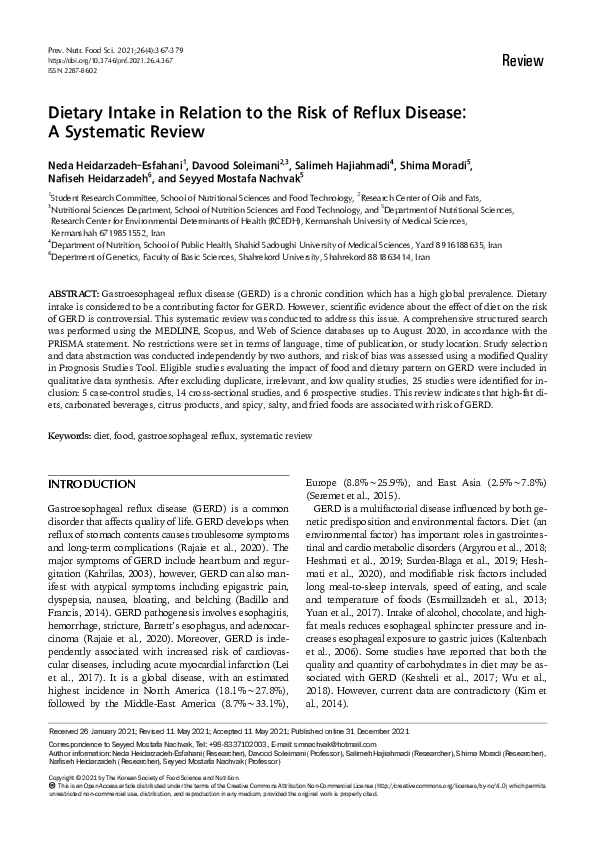 (PDF) Dietary Intake in Relation to the Risk of Reflux Disease: A ...
