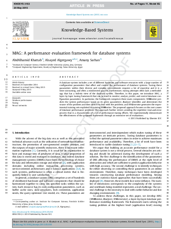 (PDF) MAG: A performance evaluation framework for database systems