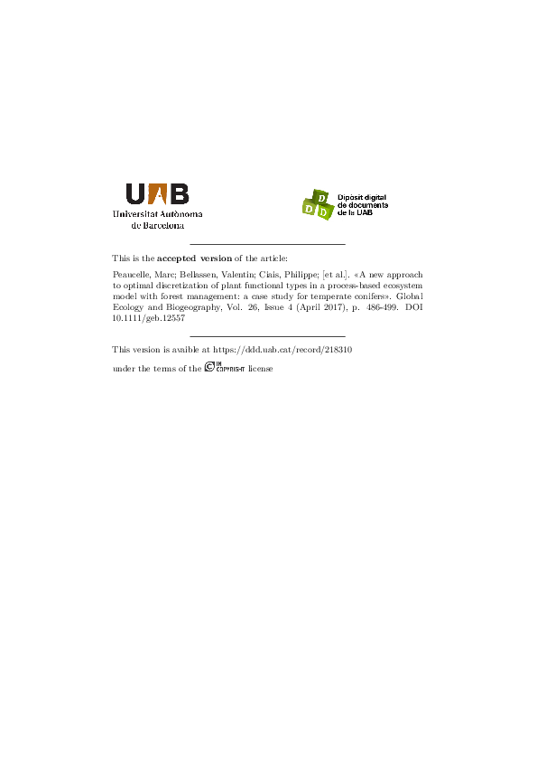 (PDF) A new approach to optimal discretization of plant functional ...