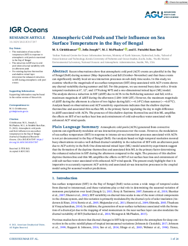 (PDF) Atmospheric Cold Pools and Their Influence on Sea Surface ...