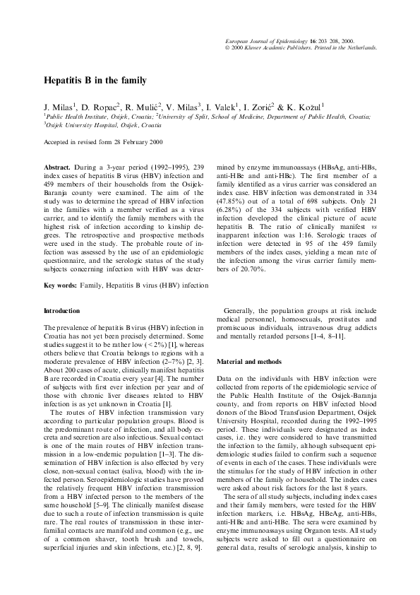 (PDF) Hepatitis B in the family