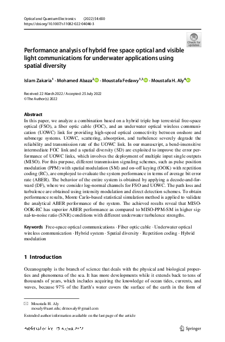 (PDF) Performance analysis of hybrid free space optical and visible ...
