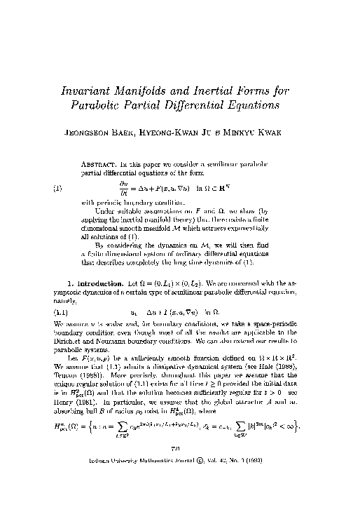 (PDF) Invariant manifolds and inertial forms for parabolic partial ...