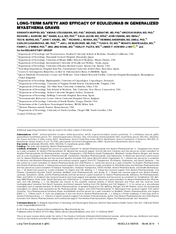 (PDF) Long‐term safety and efficacy of eculizumab in generalized ...