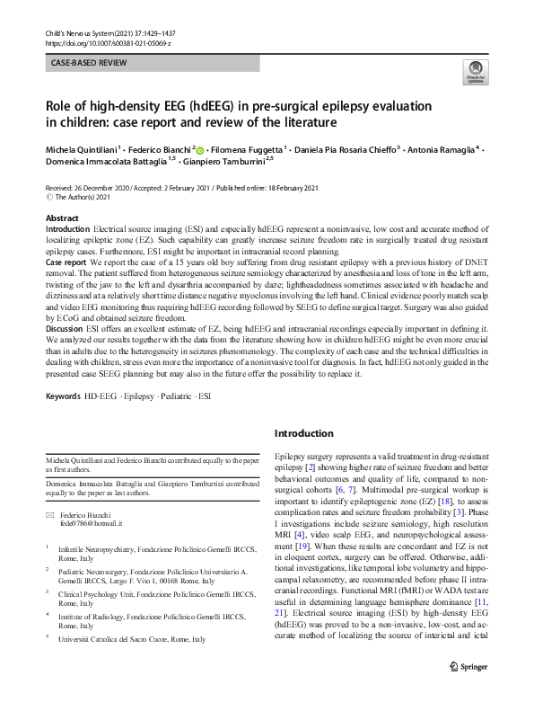 (PDF) Role of high-density EEG (hdEEG) in pre-surgical epilepsy ...