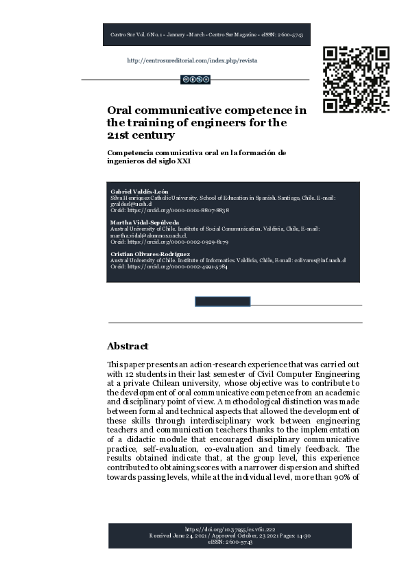 (PDF) Oral communicative competence in the training of engineers for ...